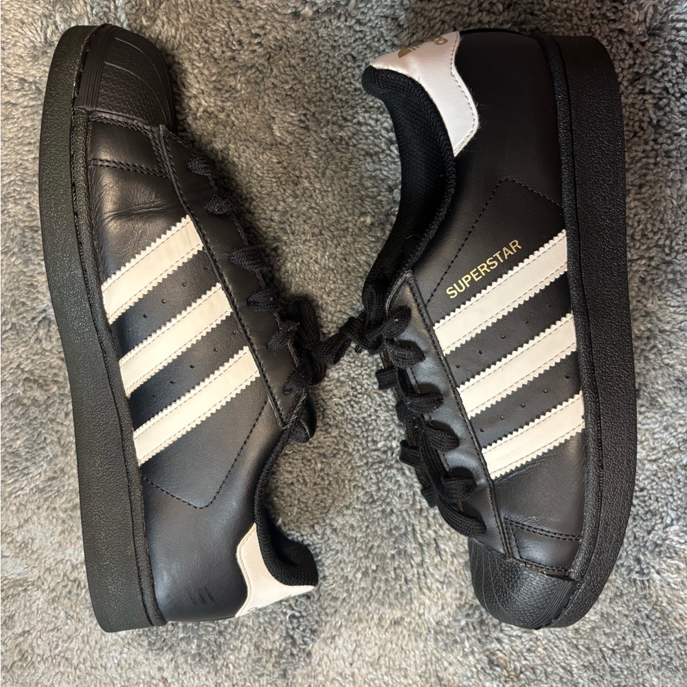 Adidas Superstar Black White Gold Men's Sneakers